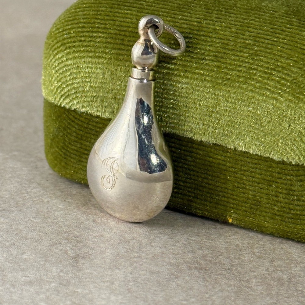 Sterling Teardrop Perfume locket pre engraved with a P